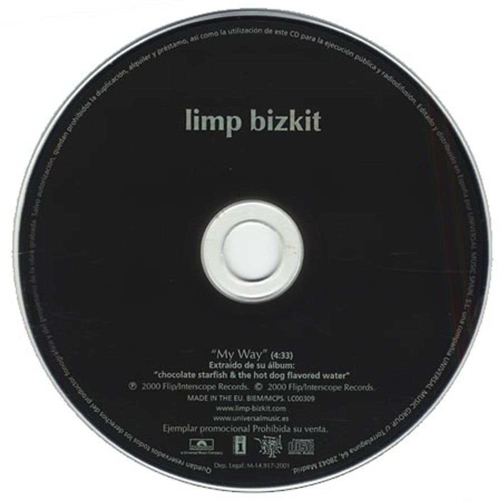 Limp Bizkit My Way Spanish Promo CD single (CD5 / 5") LIMPS#1