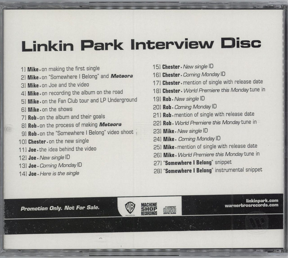 Linkin Park Interview Disc US Promo CD album (CDLP) LKPCDIN240448