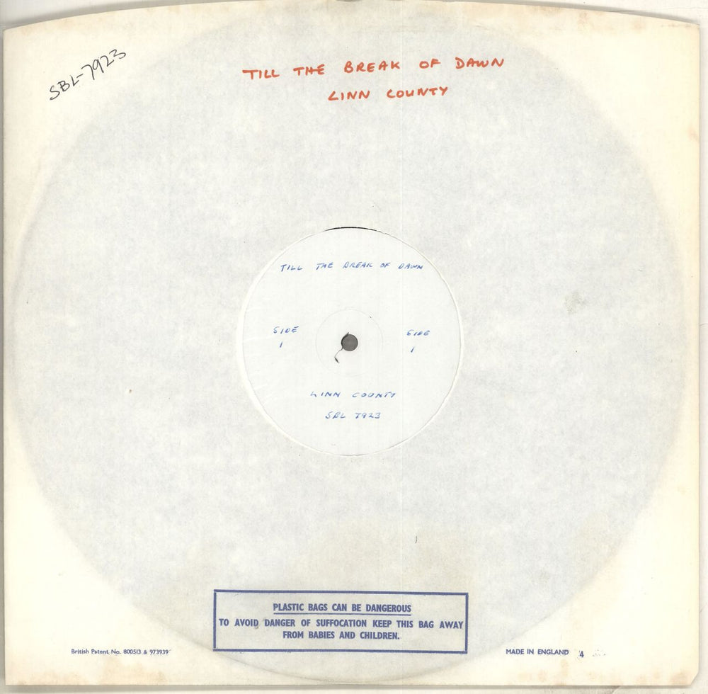 Linn County Till The Break Of Dawn - Test Pressing UK vinyl LP album (LP record) SBL7923