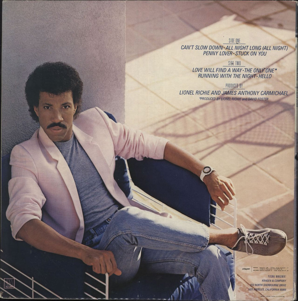 Lionel Richie Can't Slow Down Greek vinyl LP album (LP record)