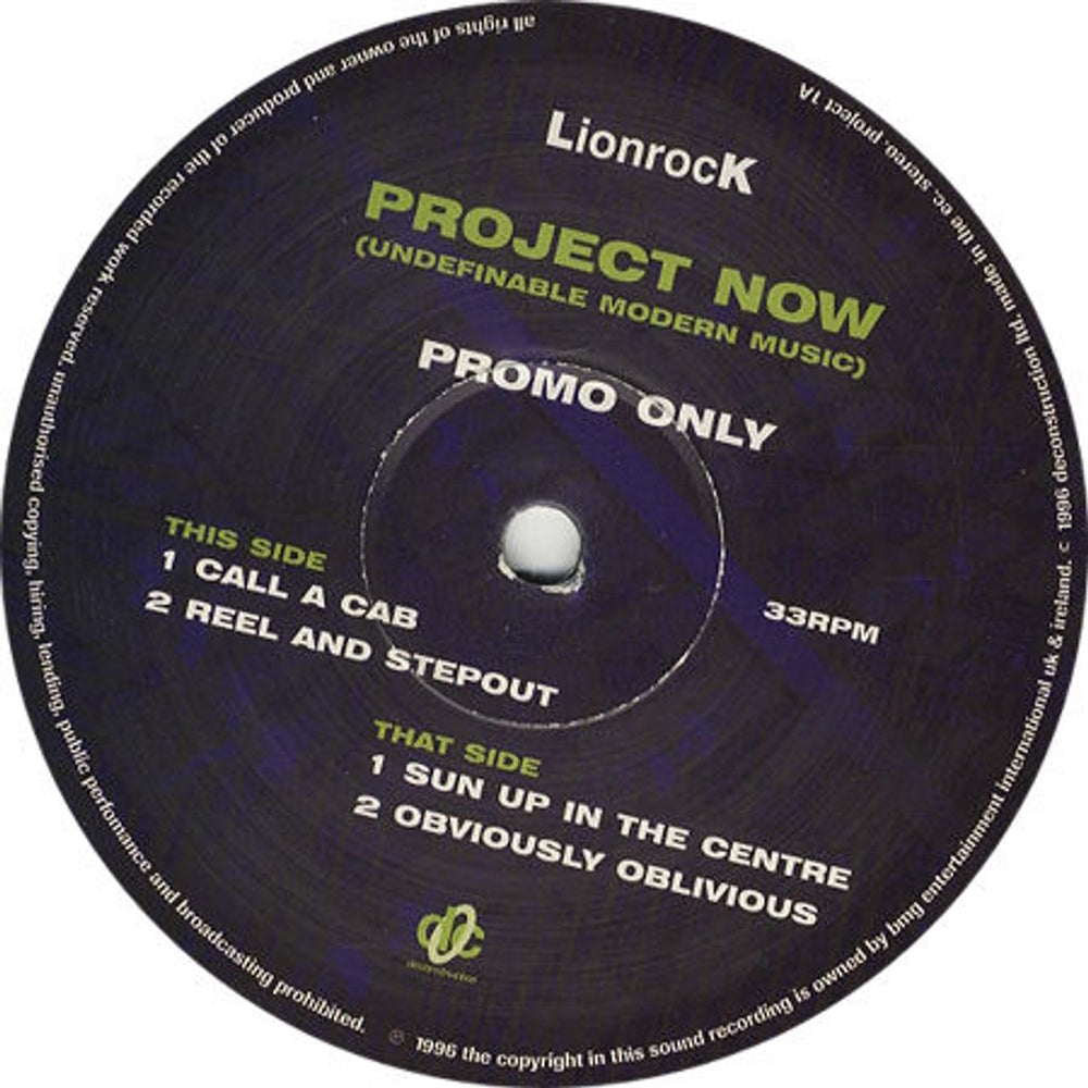 Lionrock Project Now UK Promo 12" vinyl single (12 inch record / Maxi-single) PROJECT1