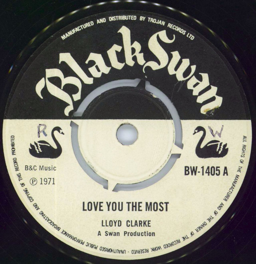 Lloyd Clarke Love You The Most / Love You The Most - Version 2 UK 7" vinyl single (7 inch record / 45) BW-1405