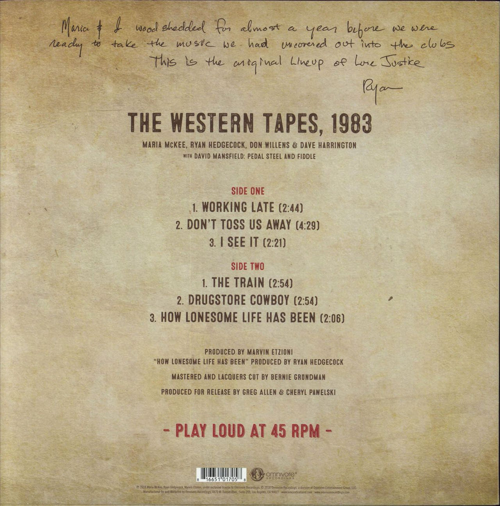 Lone Justice The Western Tapes, 1983 US 12" vinyl single (12 inch record / Maxi-single) 816651017058