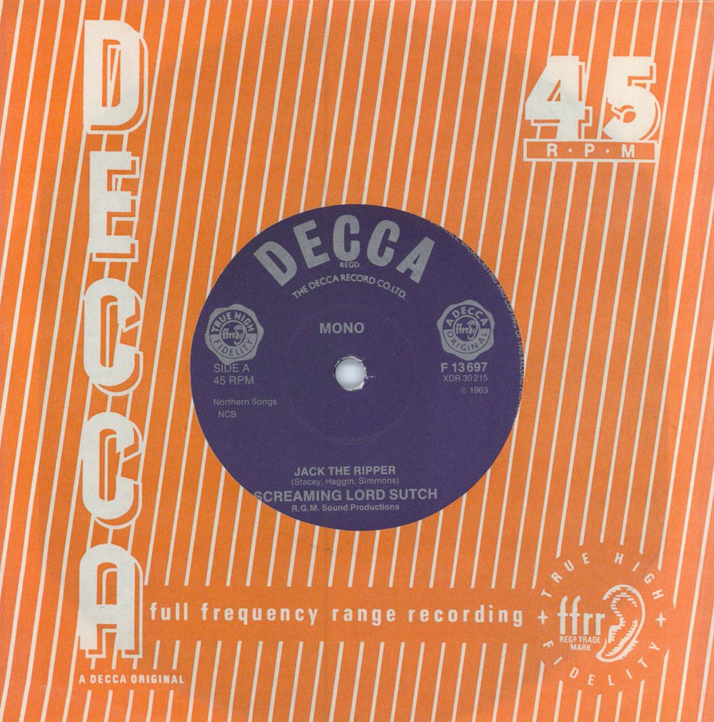 Lord Sutch Jack The Ripper UK 7" vinyl single (7 inch record / 45) F.13697