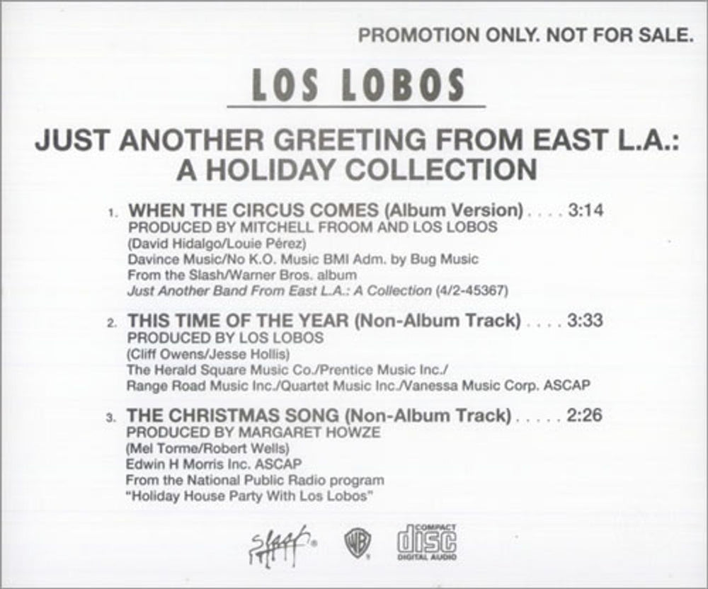 Los Lobos Just Another Greeting From East L.A.: A Holiday Collection US Promo CD single (CD5 / 5") PRO-CD-6718-R