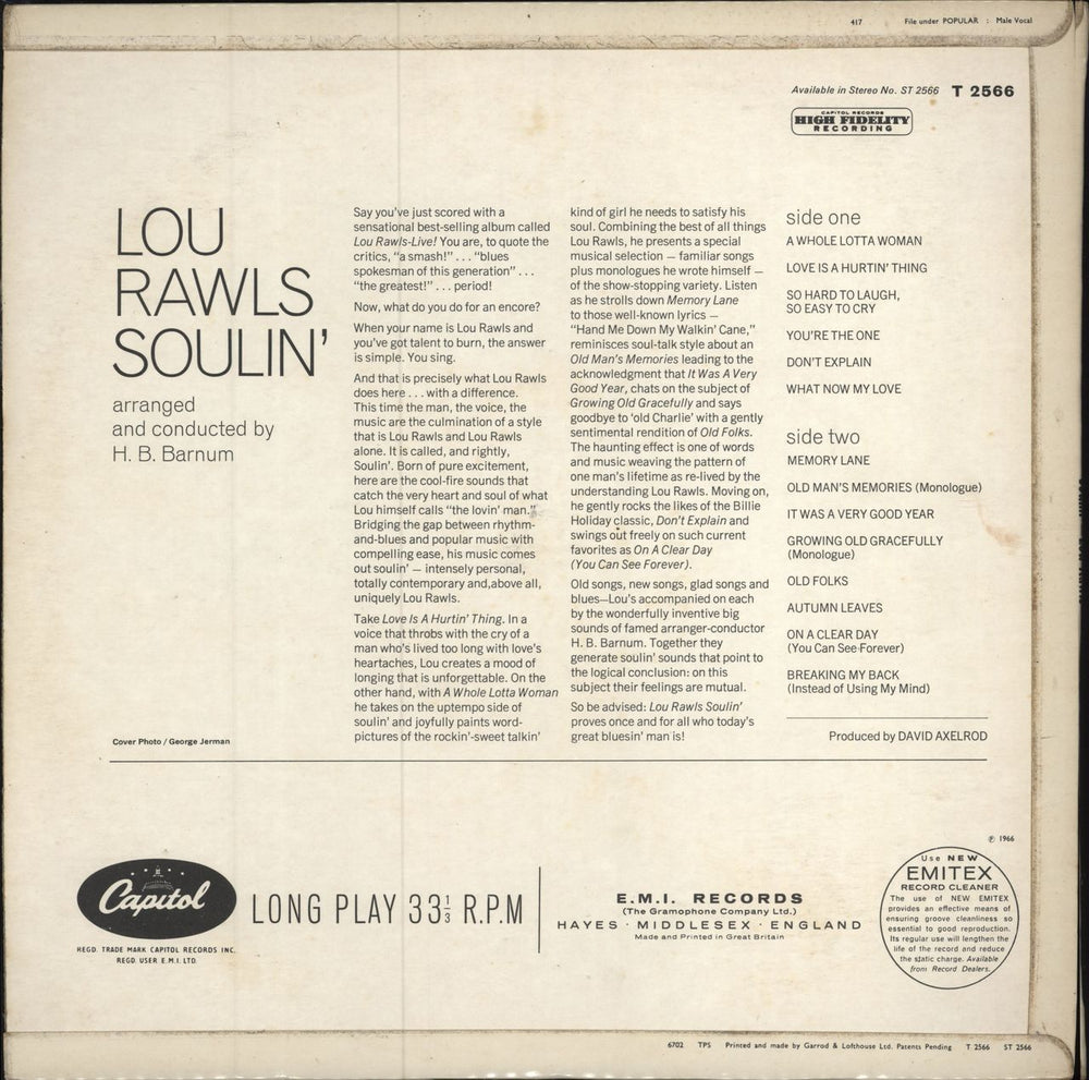 Lou Rawls Soulin'- Factory sample UK vinyl LP album (LP record)