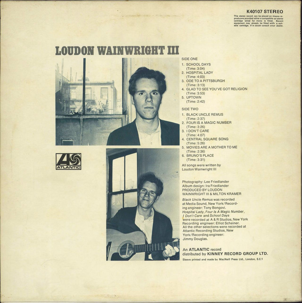 Loudon Wainwright III Loudon Wainwright III UK vinyl LP album (LP record)