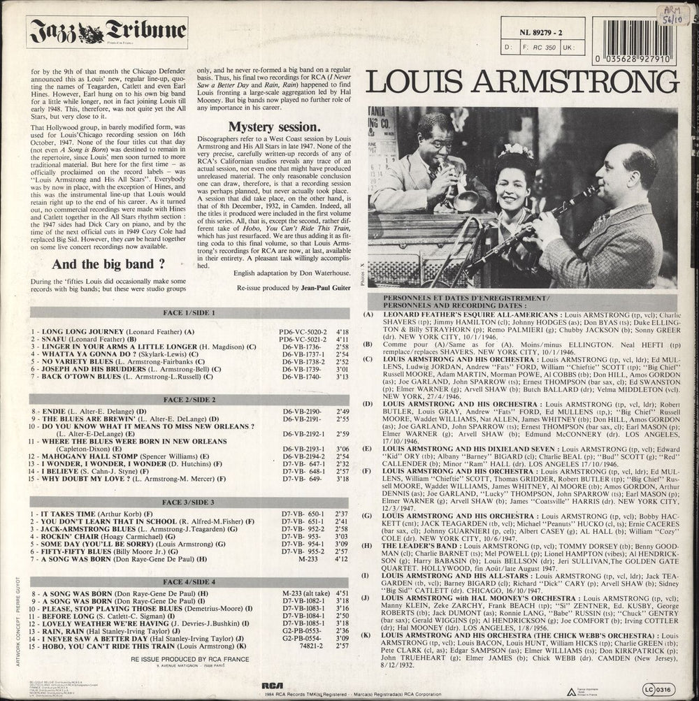 Louis Armstrong From The Big Band To The All Stars (1946-1956) French 2-LP vinyl record set (Double LP Album)