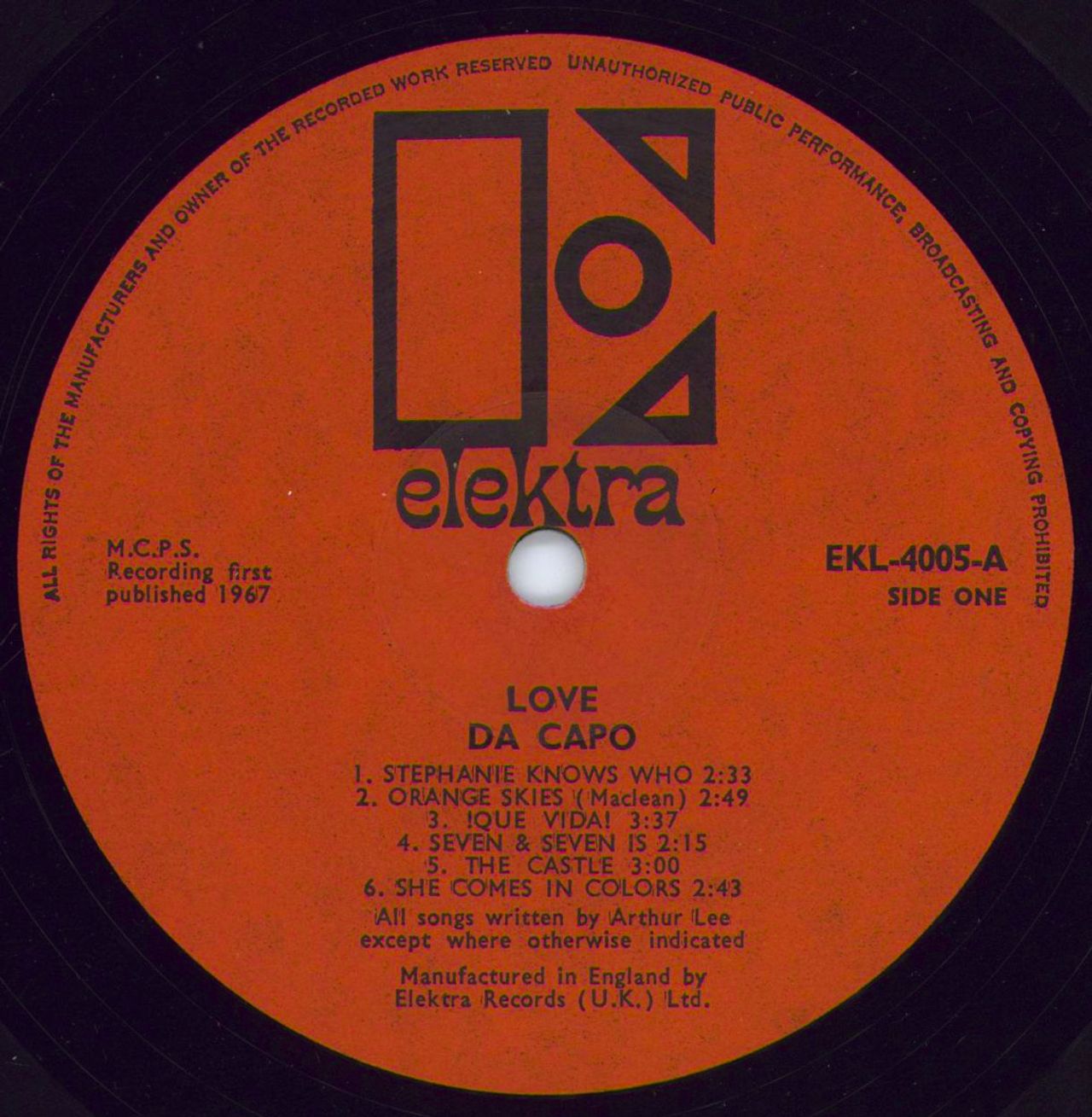 Omkostningsprocent Adskille bad Love Da Capo - 1st UK Vinyl LP — RareVinyl.com