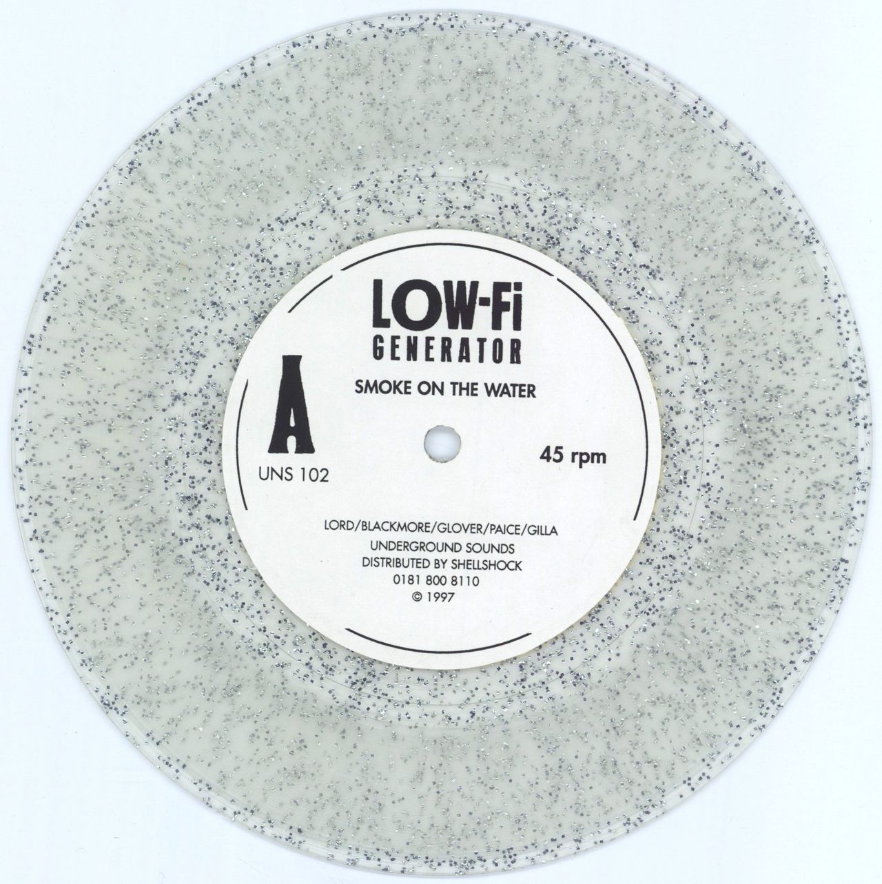 Low-Fi Generator Smoke on The Water - Clear Glitter Vinyl UK 7 Vinyl Single Record UNS102 Underground Sounds 1997