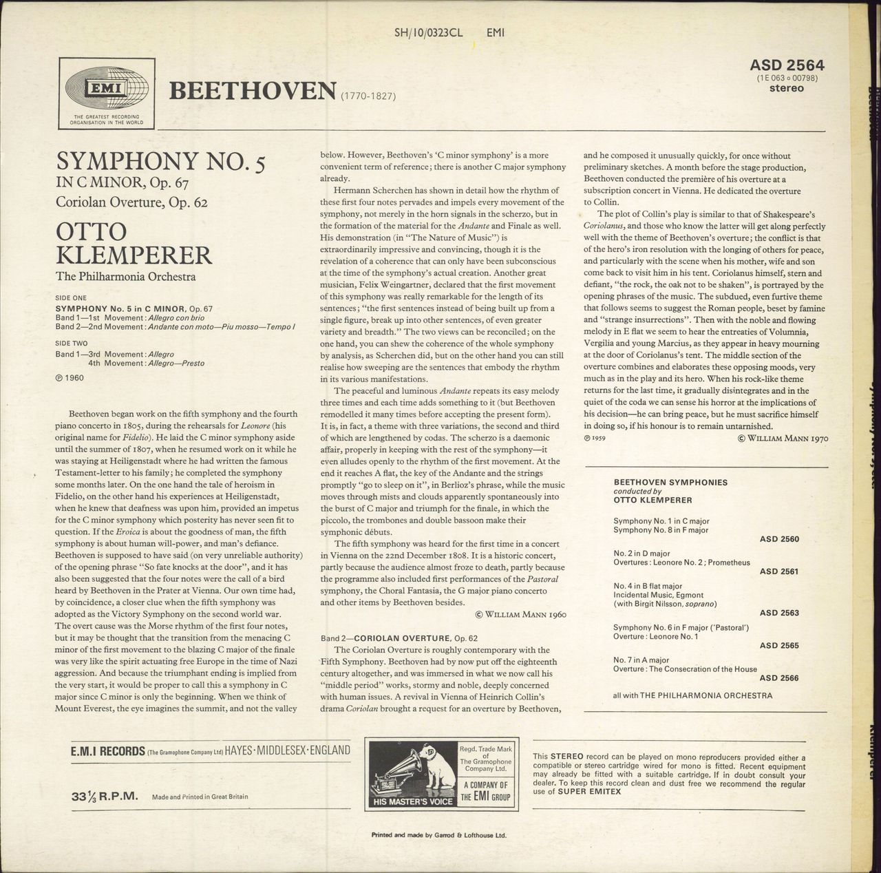 Ludwig Van Beethoven Beethoven: Symphony No. 5 in C Minor UK vinyl LP album (LP record)