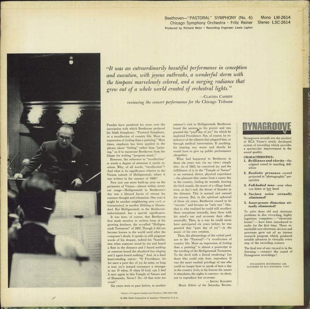 Ludwig Van Beethoven 'Pastoral' Symphony US vinyl LP album (LP record)