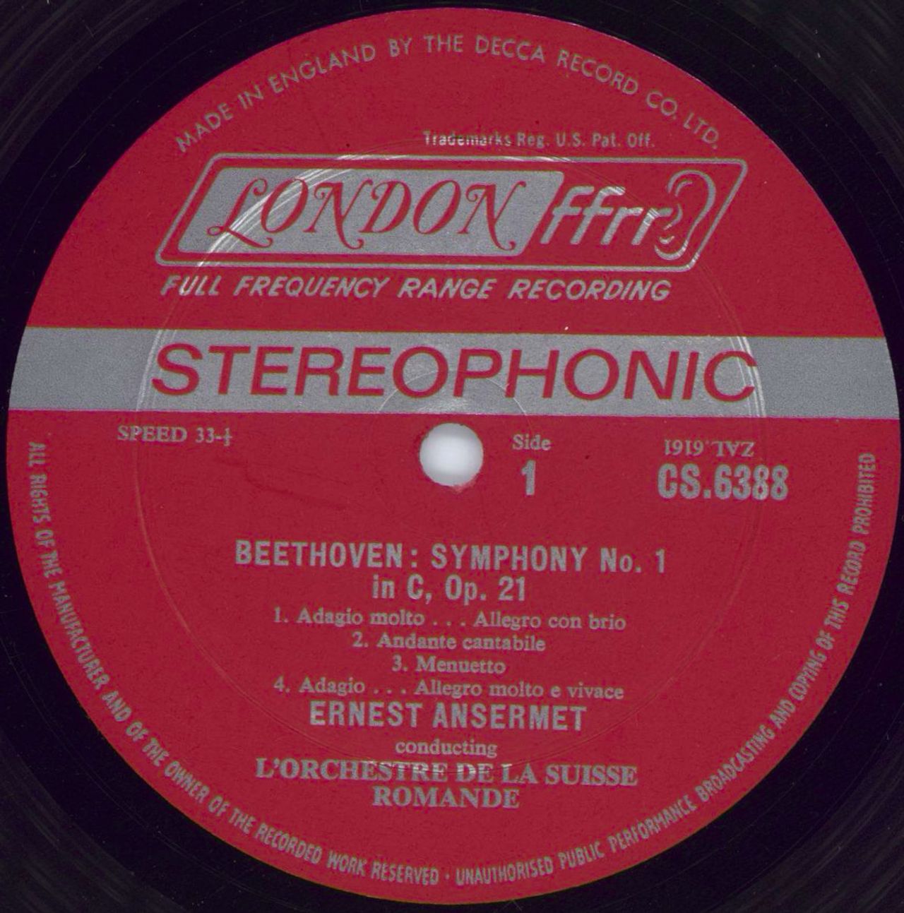 Ludwig Van Beethoven Symphonies Nos. 1 & 8 US vinyl LP album (LP record) LVBLPSY777333