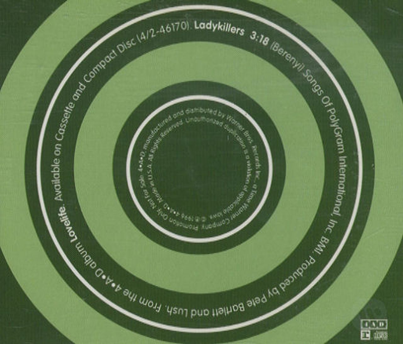 Lush Ladykillers Us Promo Cd Single —