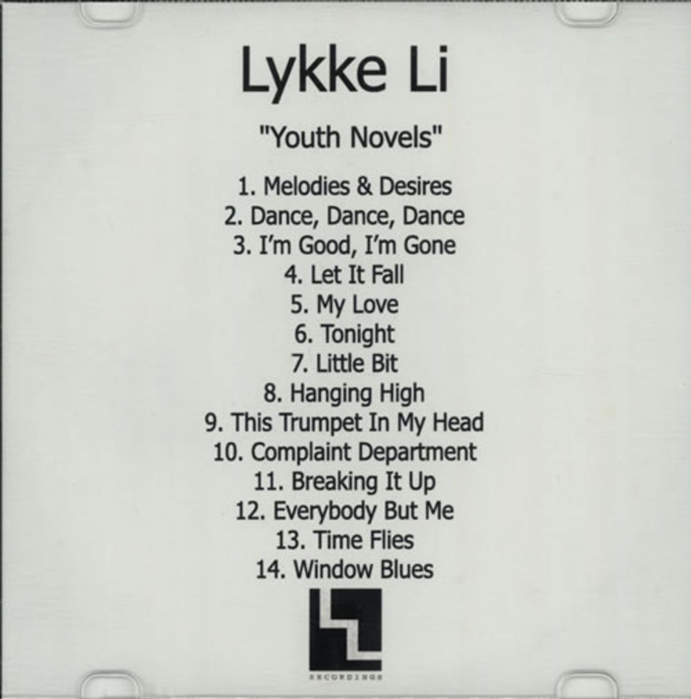 Lykke Li Youth Novels Swedish Promo CD-R acetate