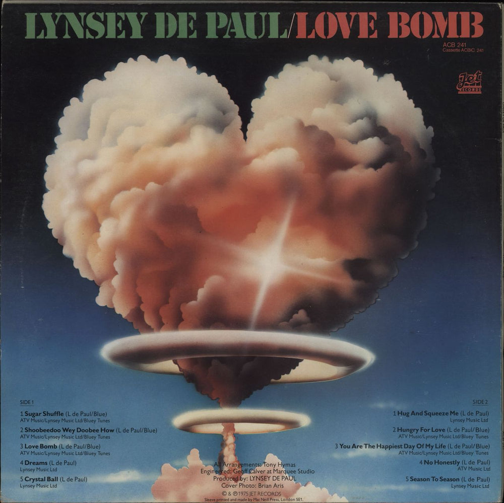 Lynsey De Paul Love Bomb UK vinyl LP album (LP record)