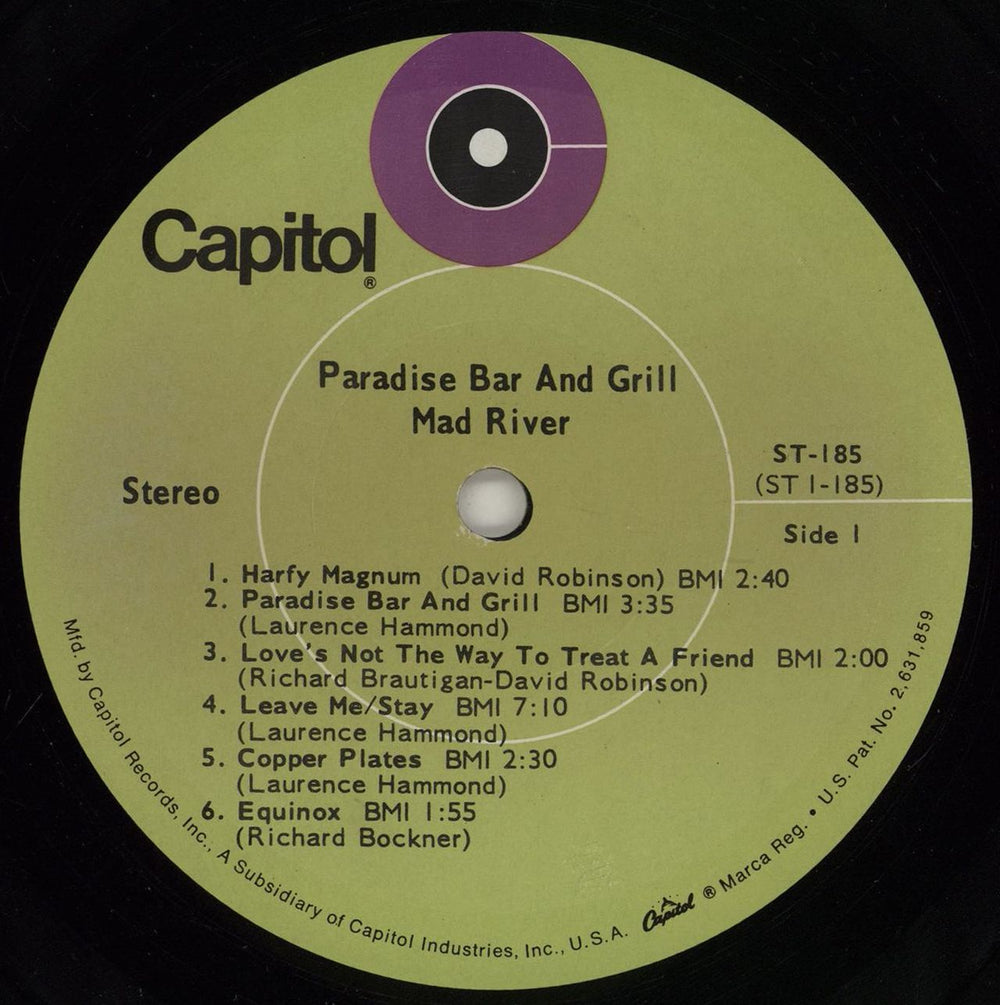 Mad River Paradise Bar And Grill US vinyl LP album (LP record) RIVLPPA763236