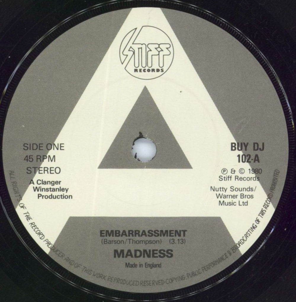 Madness Embarrassment - A Label UK Promo 7" vinyl single (7 inch record / 45) MDN07EM801046