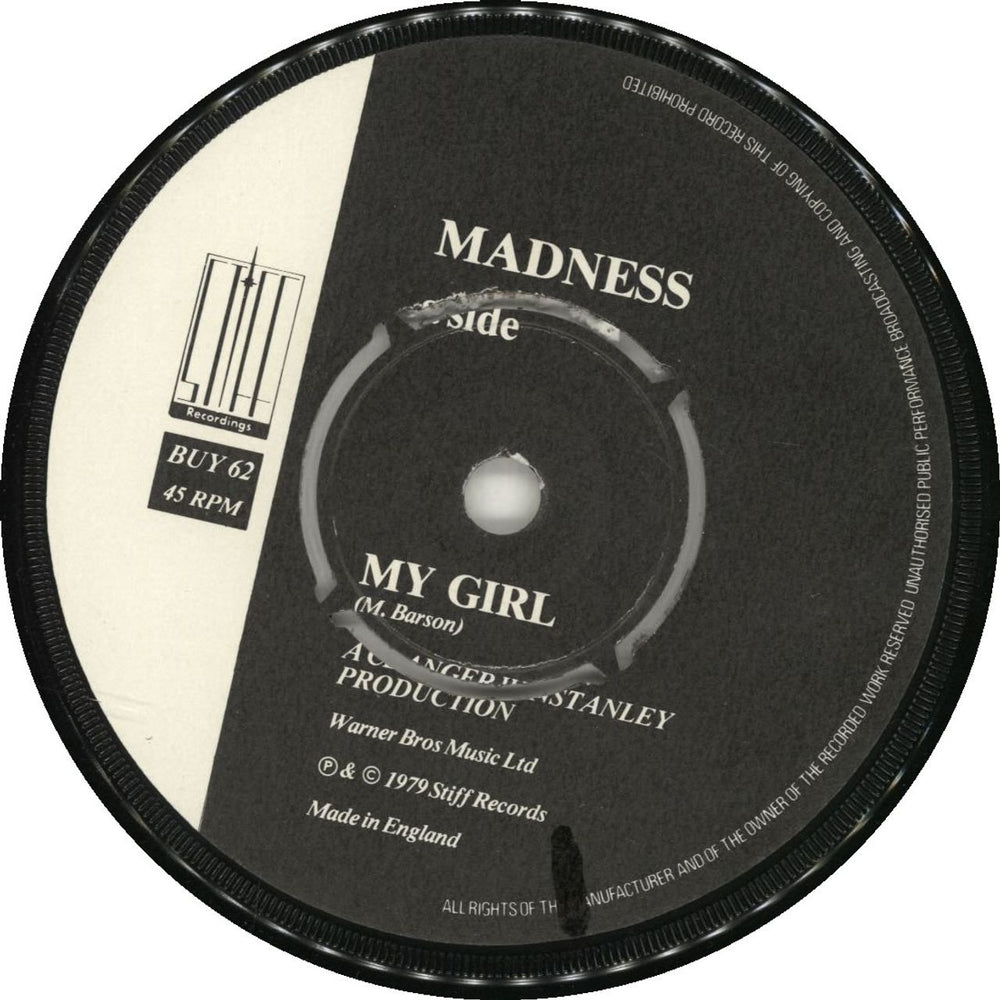 Madness My Girl - 4pr - P/S UK 7" vinyl single (7 inch record / 45)