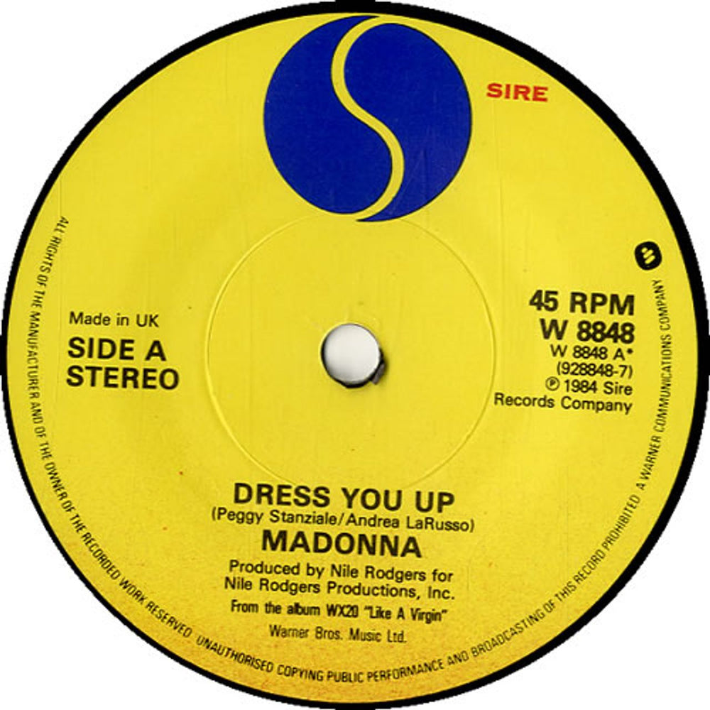 Madonna Dress You Up - Solid + Paper Sleeve UK 7" vinyl single (7 inch record / 45) MAD07DR05354