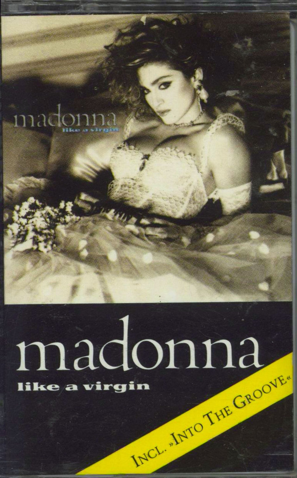 Madonna Like A Virgin - Light Grey, Black Print - Full Back UK cassette album WX20C