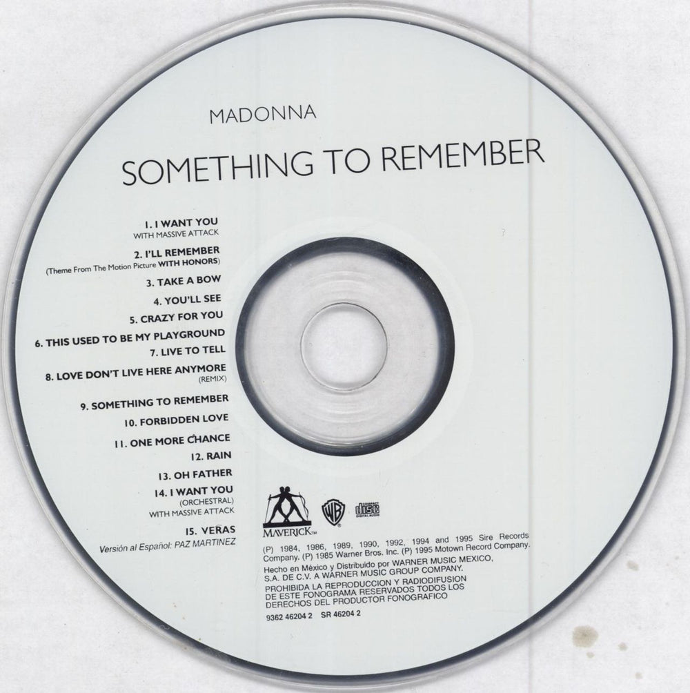 Madonna Something To Remember - 2nd Mexican CD album (CDLP) MADCDSO264122