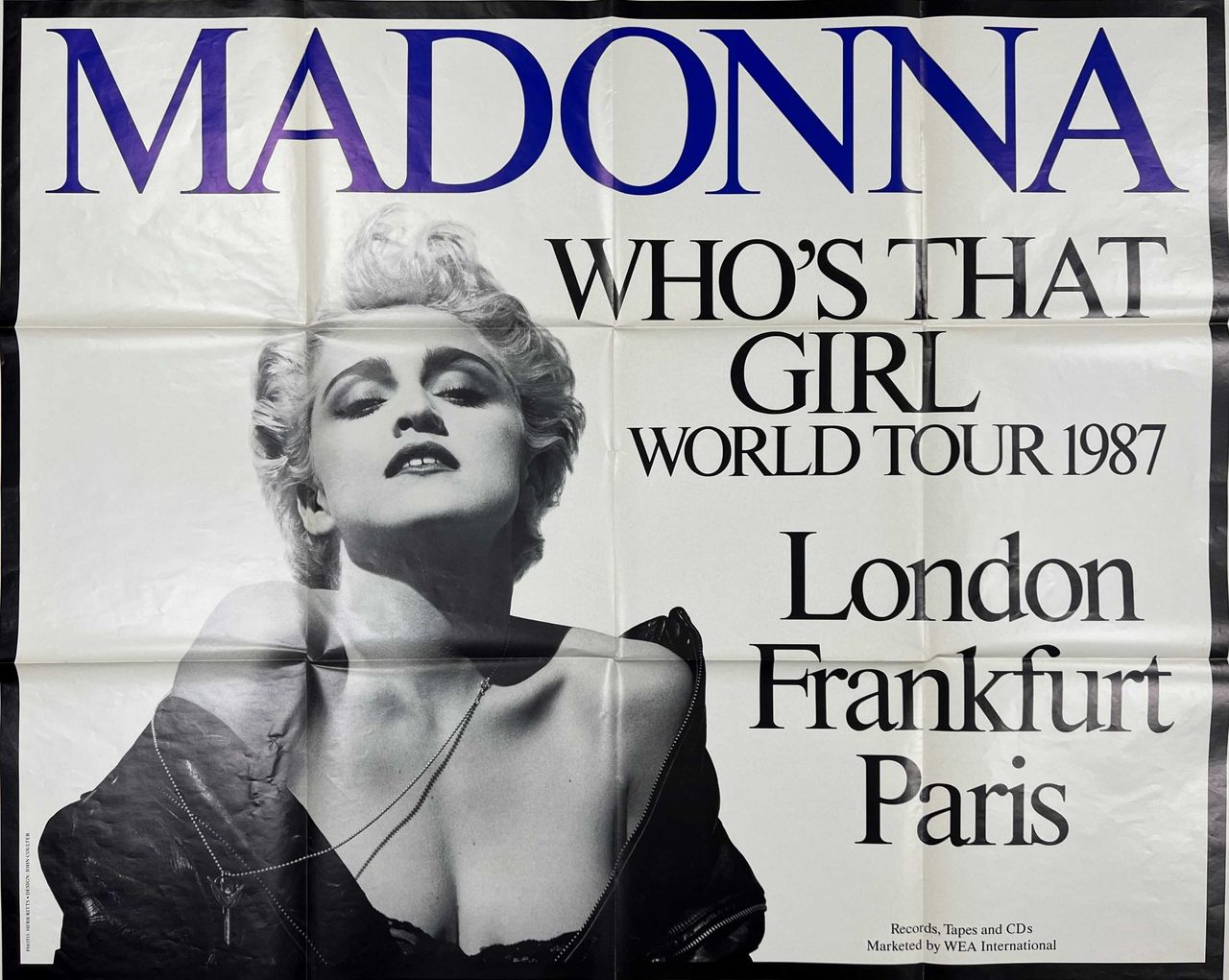 Madonna Who's That Girl World Tour 1987 UK Promo poster PROMO POSTER