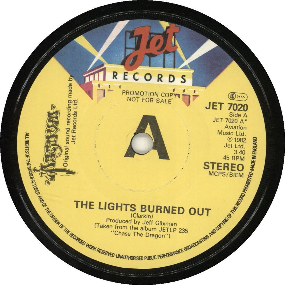 Magnum The Lights Burned Out - A-label + Sleeve UK Promo 7" vinyl single (7 inch record / 45)