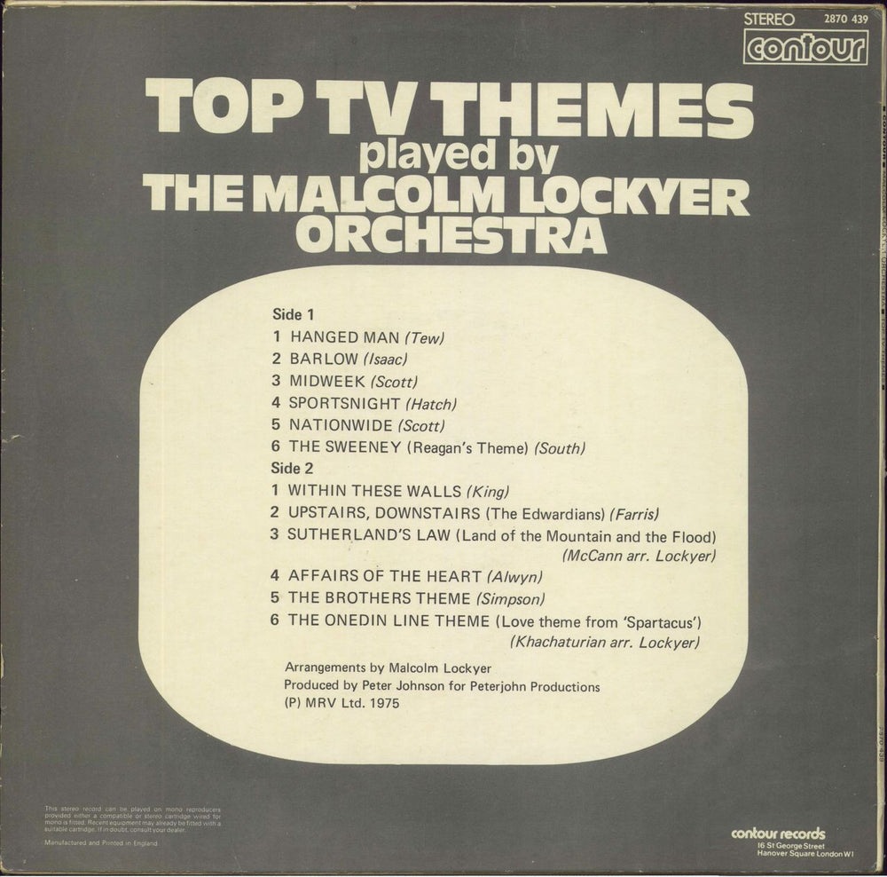 Malcolm Lockyer Top TV Themes UK vinyl LP album (LP record)