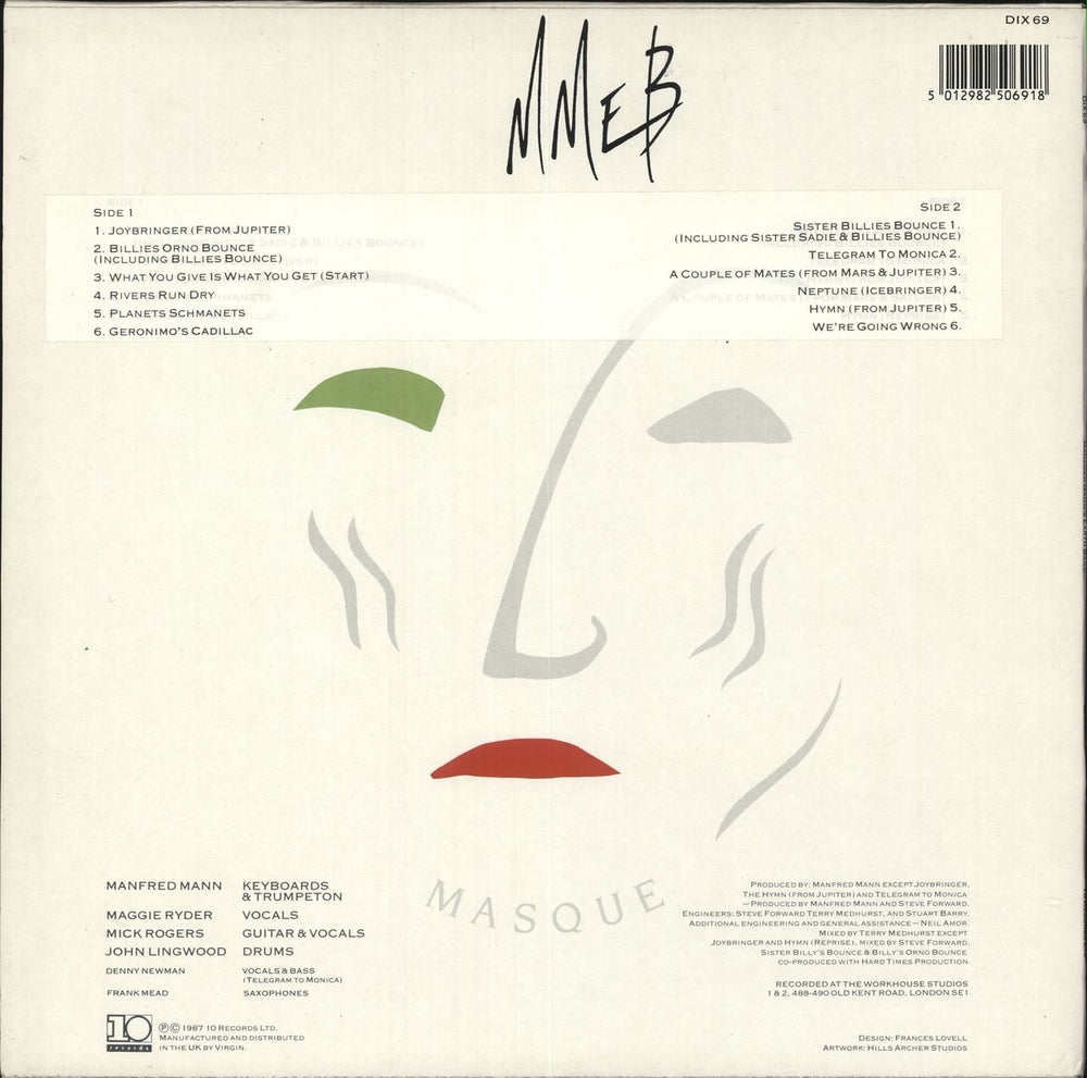 Manfred Mann's Earth Band Masque UK vinyl LP album (LP record) 5012982506918