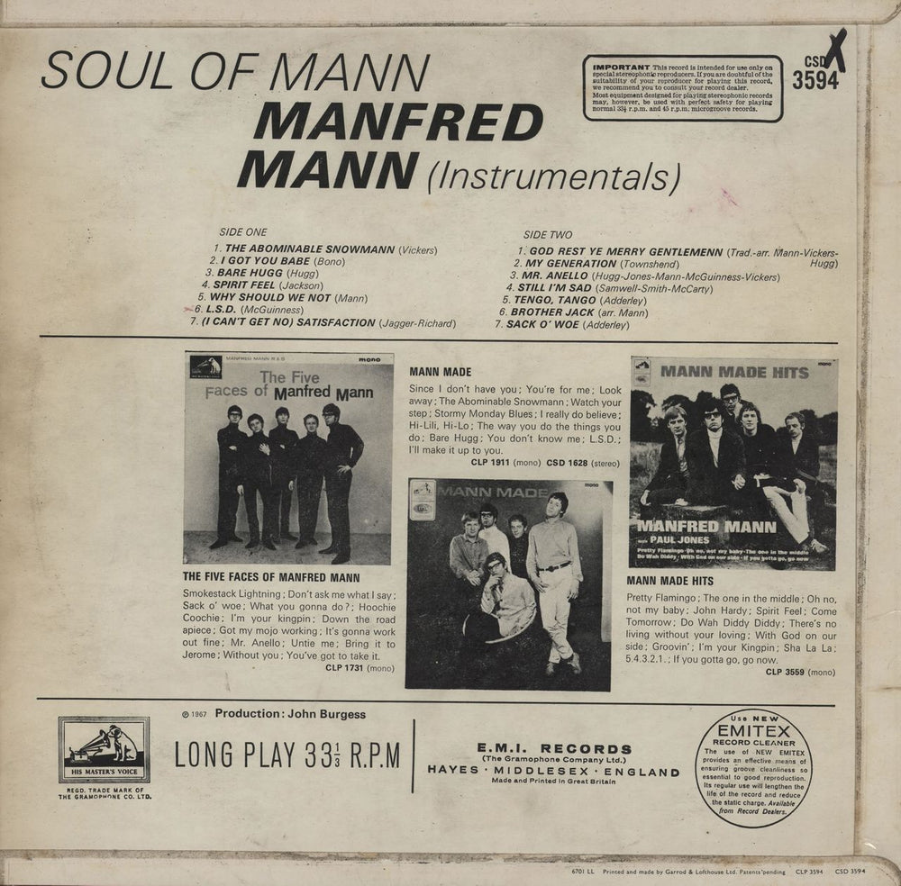 Manfred Mann Soul Of Mann UK vinyl LP album (LP record)