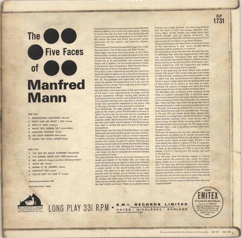 Manfred Mann The Five Faces Of Manfred Mann - 1st - VG UK vinyl LP album (LP record) MFMLPTH565780