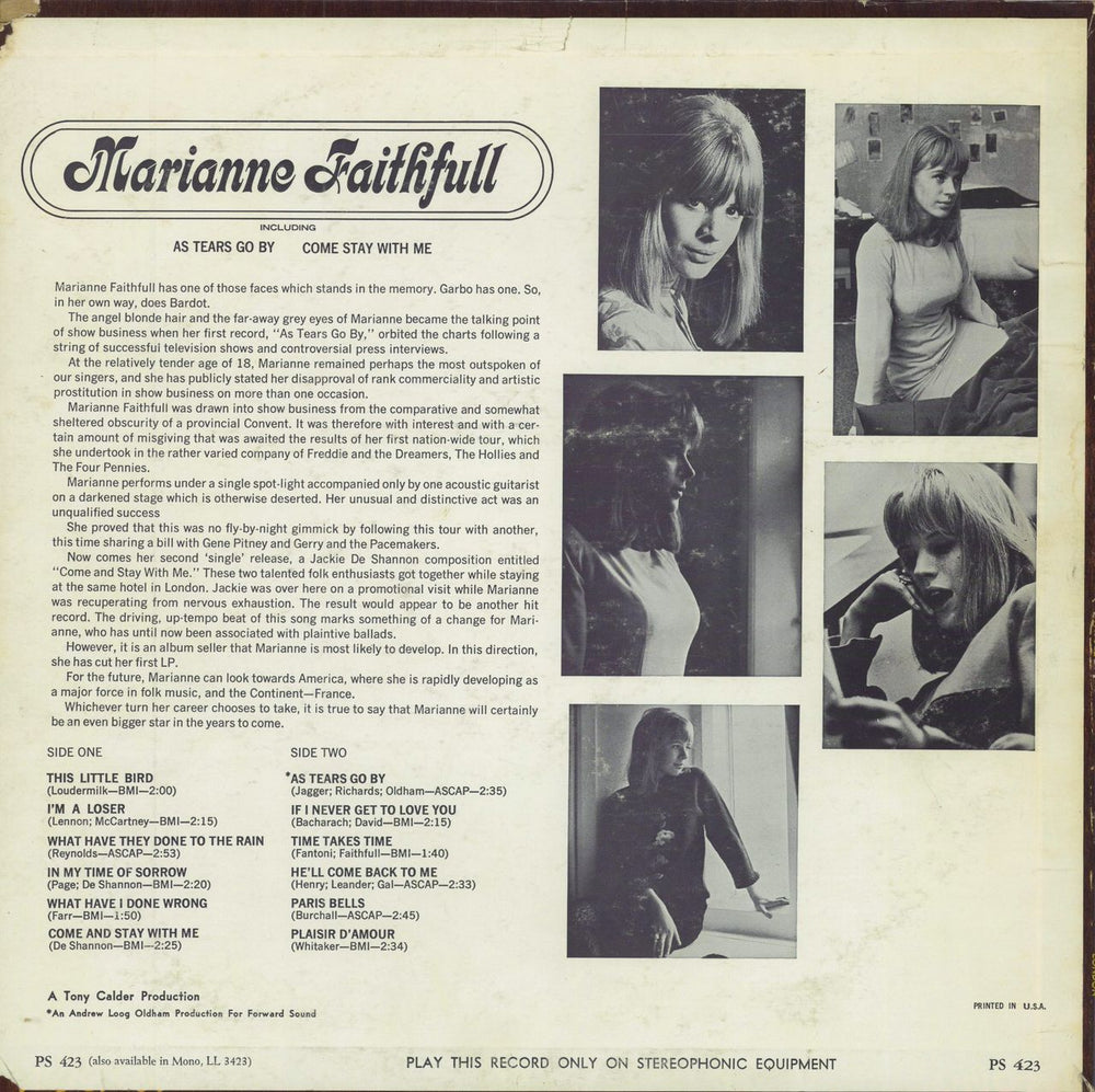 Marianne Faithfull Marianne Faithfull - EX US vinyl LP album (LP record)