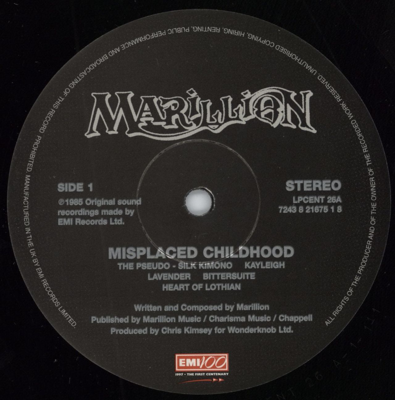Marillion Misplaced Childhood - EMI100 Series - 180gm UK vinyl LP album (LP record) MARLPMI98431