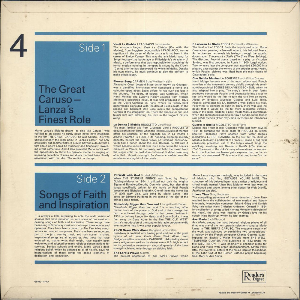 Mario Lanza The Best Of Mario Lanza 4 Dutch vinyl LP album (LP record)