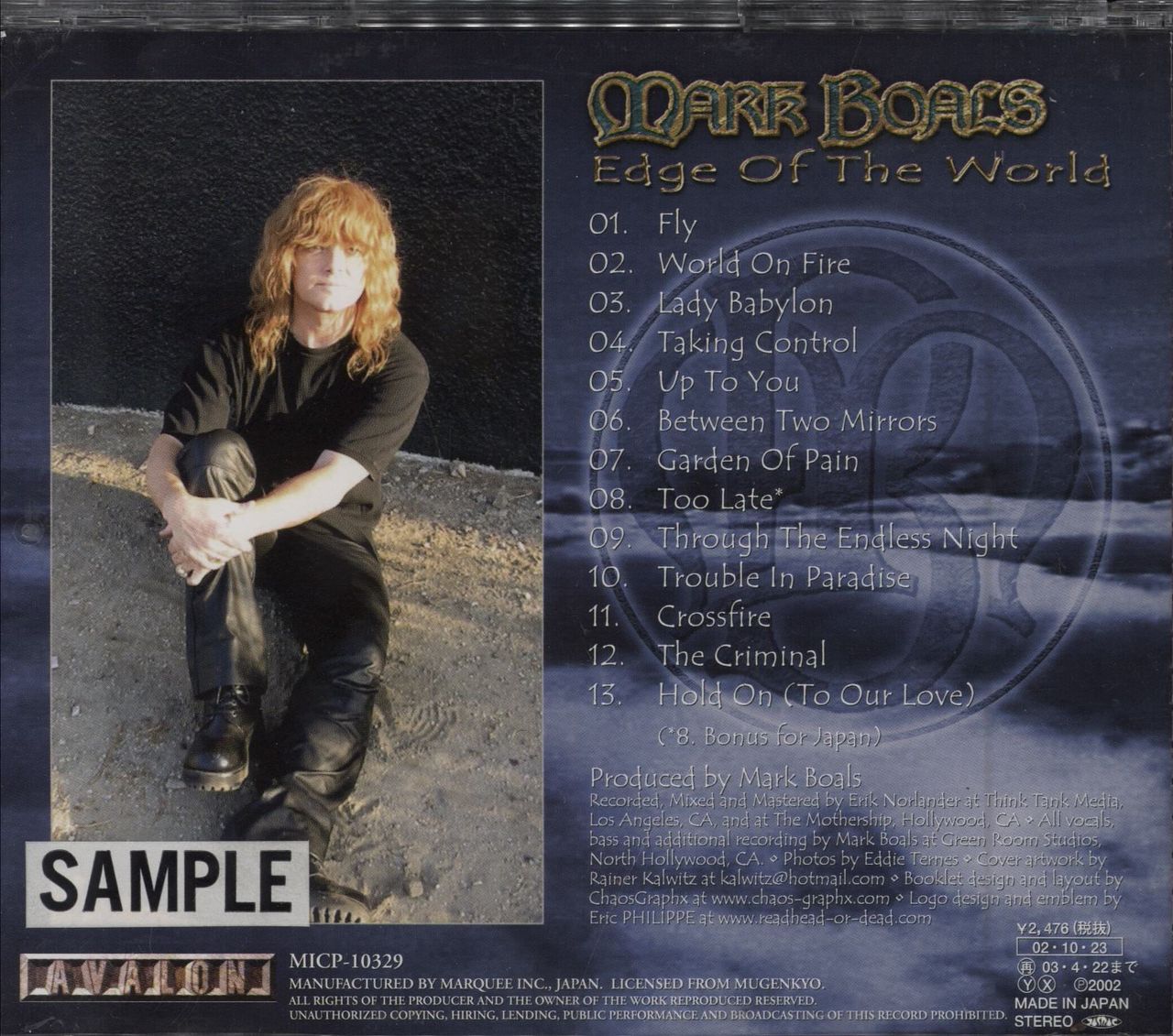 Mark Boals Edge Of The World Japanese Promo CD album (CDLP)