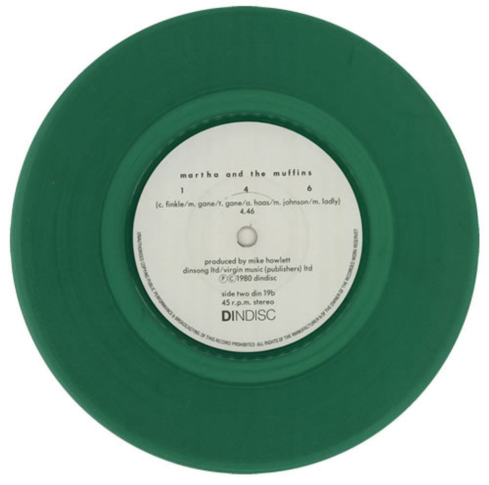 Martha & The Muffins About Insomnia - Green Vinyl UK 7" vinyl single (7 inch record / 45) MMF07AB182979