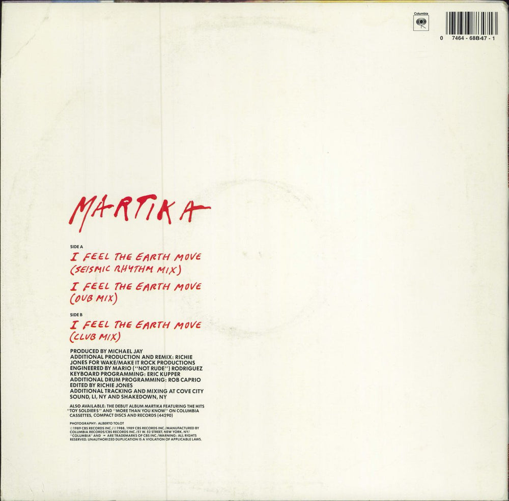 Martika I Feel The Earth Move US 12" vinyl single (12 inch record / Maxi-single)