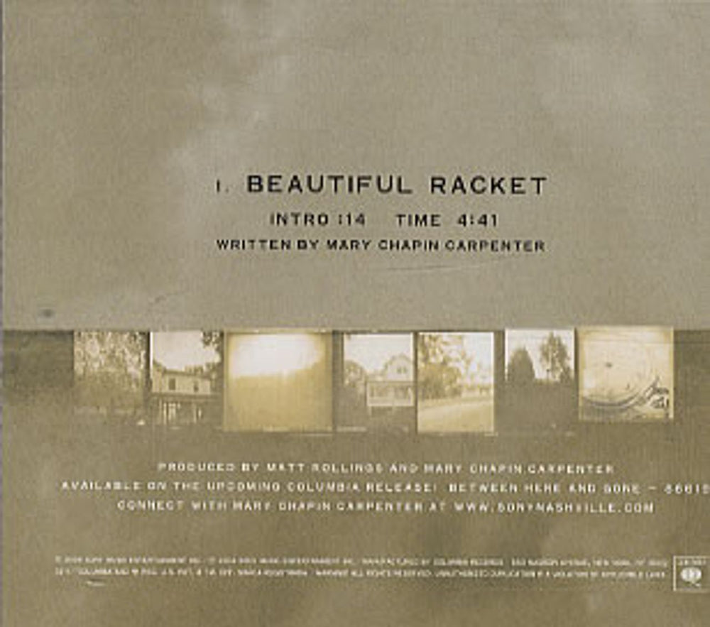 Mary Chapin Carpenter Beautiful Racket US Promo CD single (CD5 / 5") CSK58398