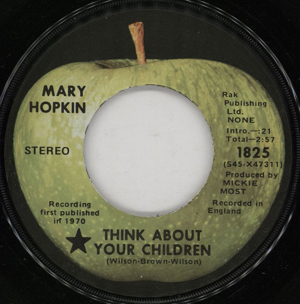 Mary Hopkin Think About Your Children US 7" vinyl single (7 inch record / 45) MHP07TH74573