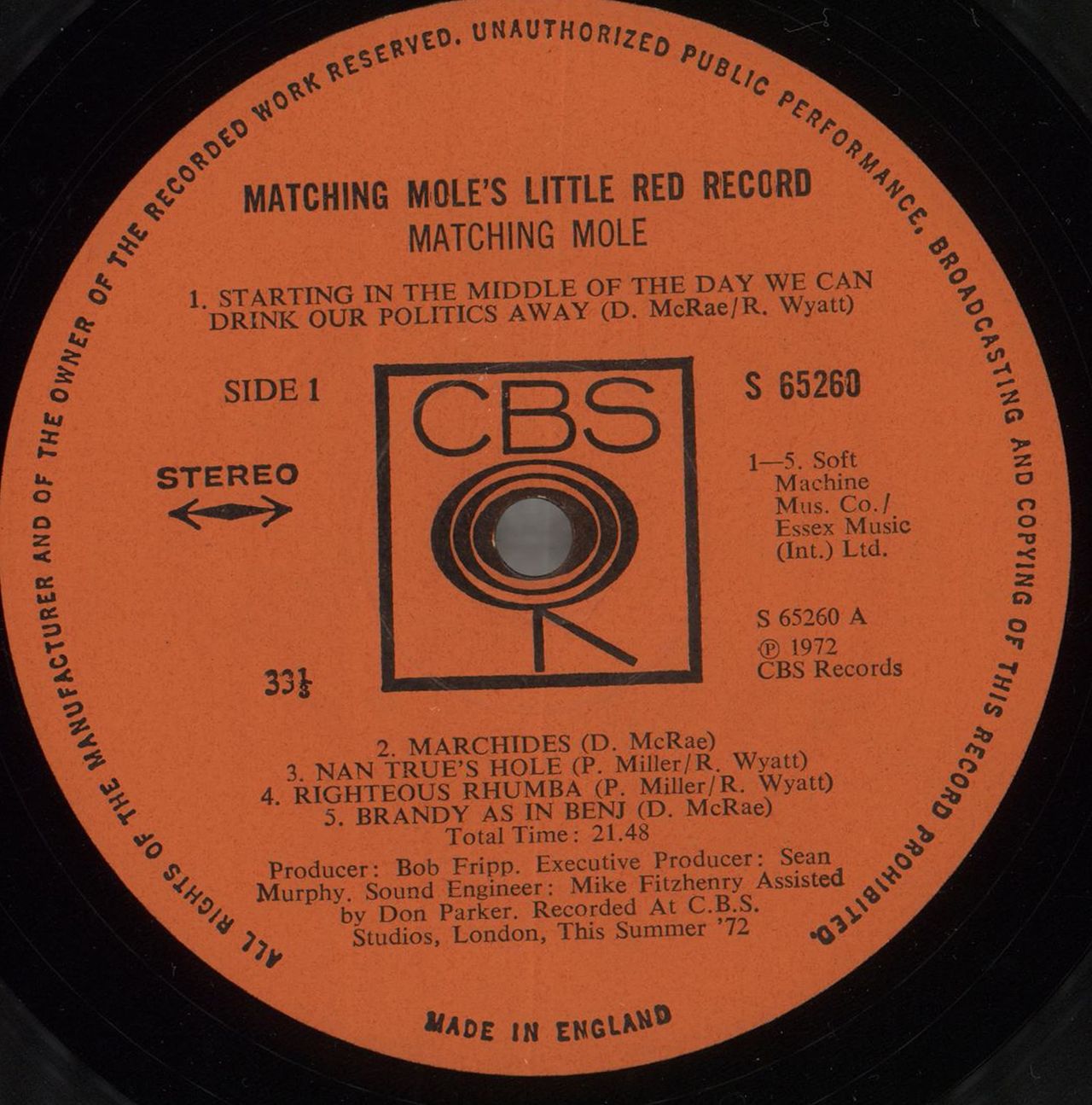 Matching Mole Matching Mole's Little Red Record - 1st UK Vinyl LP