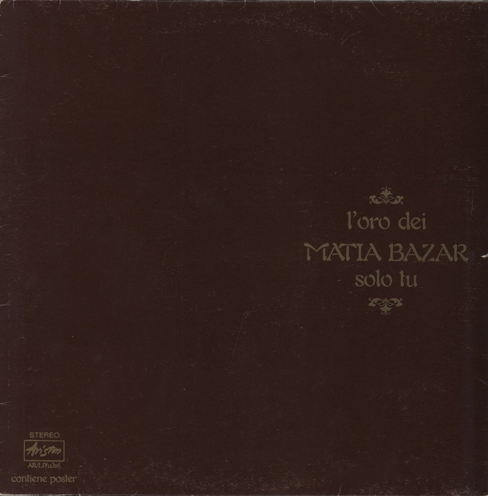 Matia Bazar L'Oro Dei Matia Bazar - Solo Tu Italian vinyl LP album (LP record) AR/LP/12326