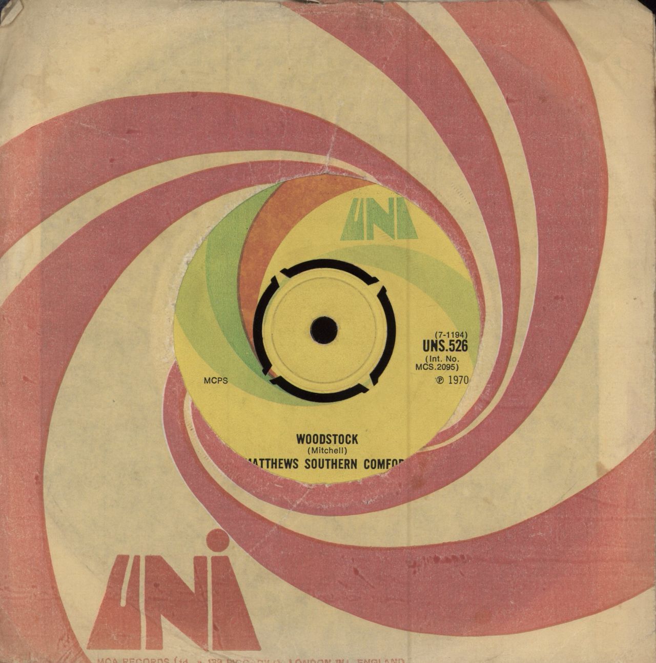 Matthews Southern Comfort Woodstock - 1st UK 7" vinyl single (7 inch record / 45) UNS526