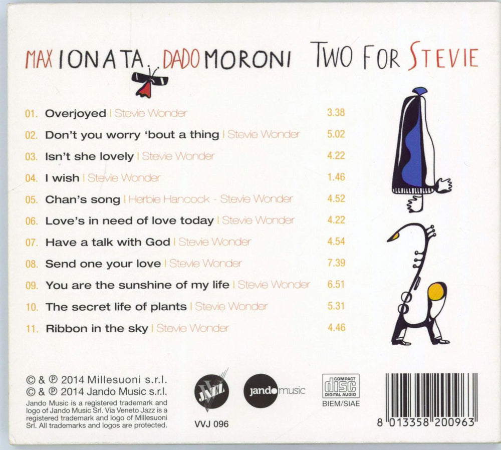 Max Ionata Two For Stevie US CD album (CDLP) 8013358200963