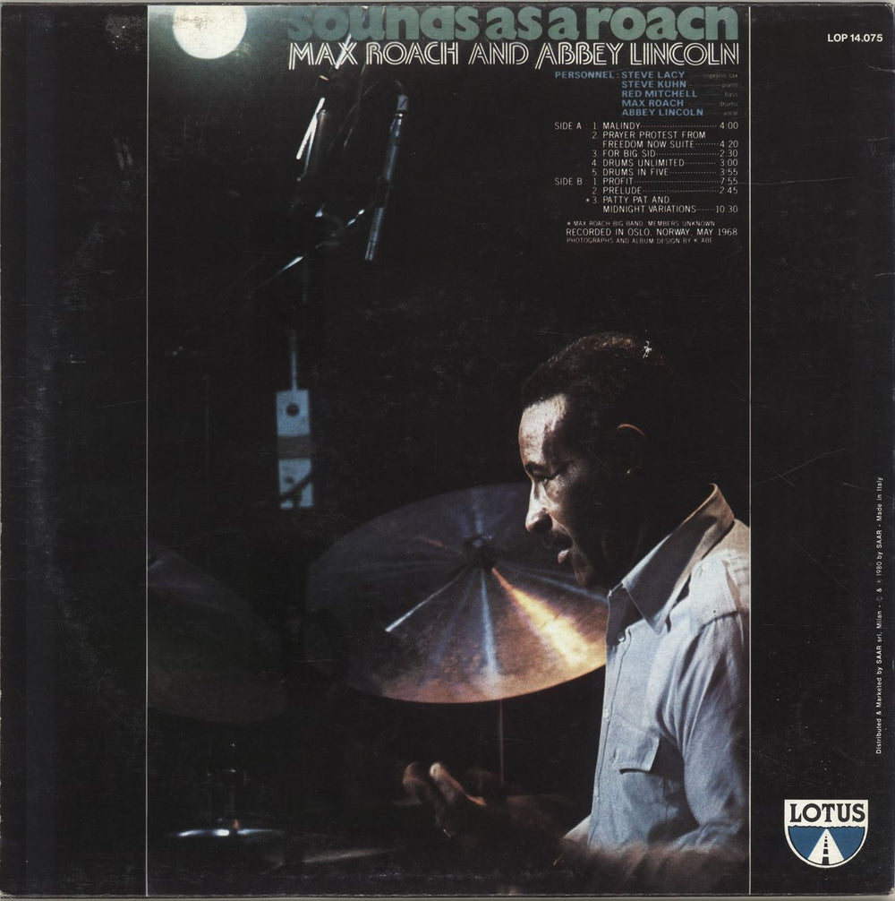 Max Roach Sounds As A Roach Italian vinyl LP album (LP record)