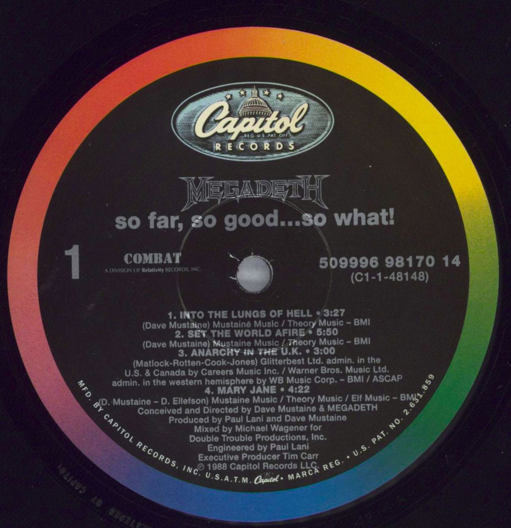 Megadeth So Far, So GoodSo What! - 180 Gram Vinyl US Vinyl LP 