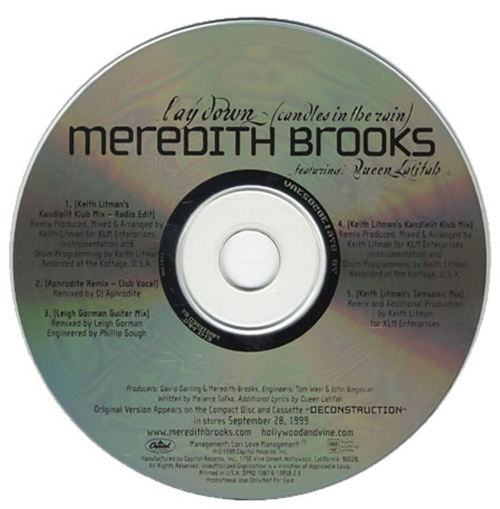 Meredith Brooks Lay Down (candles In The Rain) US Promo CD single (CD5 / 5") DPRO138582