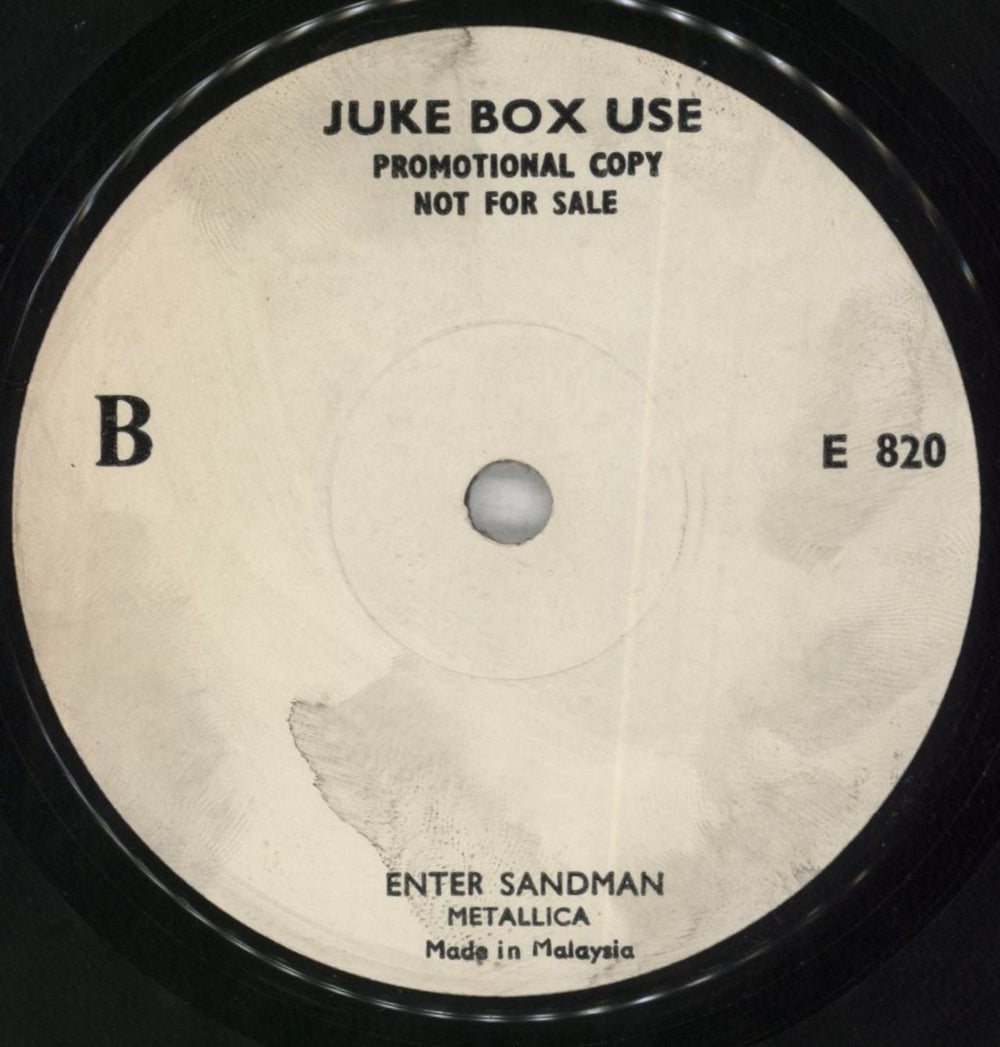 Metallica Enter Sandman Malaysia 7" vinyl single (7 inch record / 45) E820