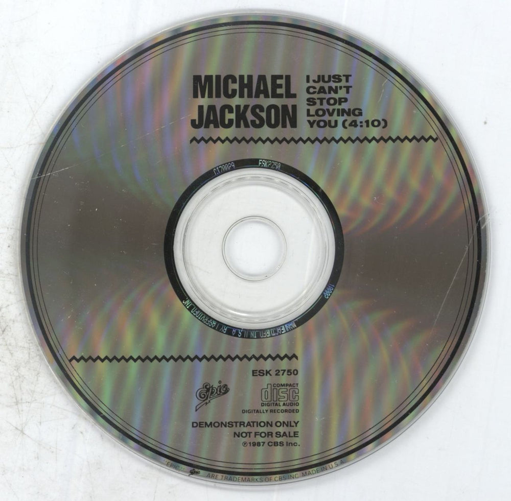 Michael Jackson I Just Can't Stop Loving You US Promo CD single (CD5 / 5") M-JC5IJ04422