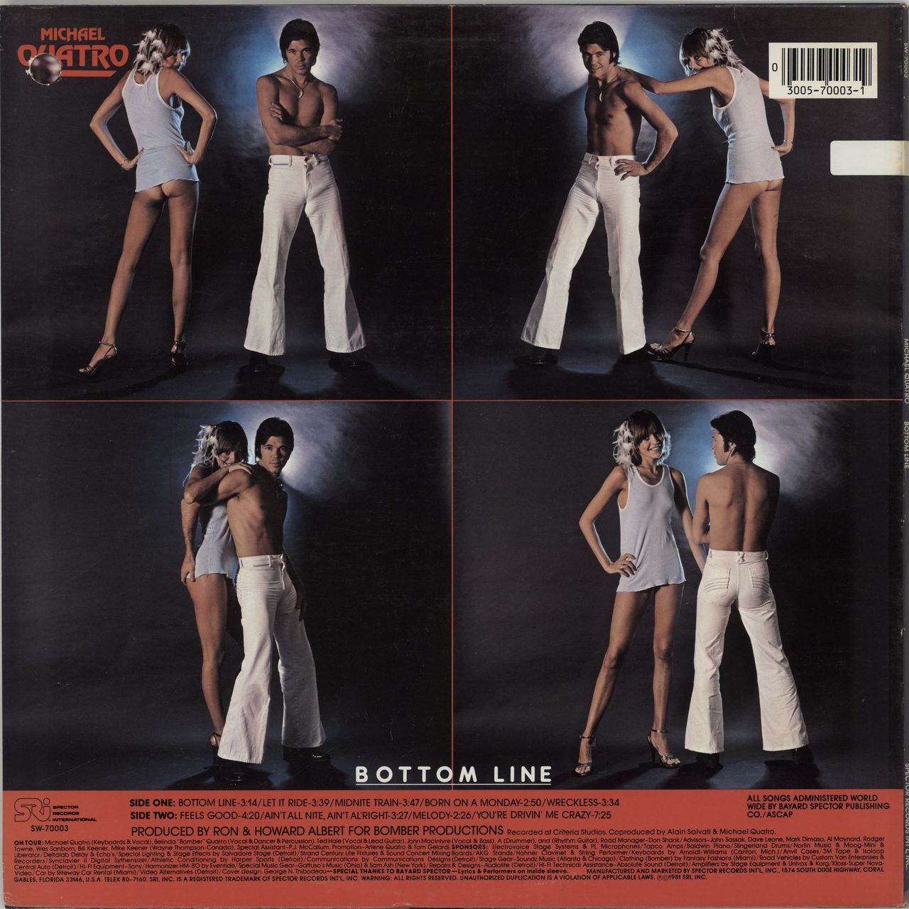 Michael Quatro Bottom Line US vinyl LP album (LP record)
